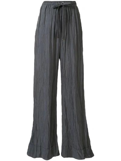Shop Taylor Washed Varigate Wide-leg Trousers In Grey