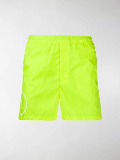 Shop Valentino Vlogo Print Swim Shorts In Yellow