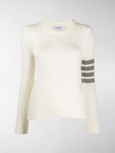 Shop Thom Browne 4-bar Knitted Jumper In White