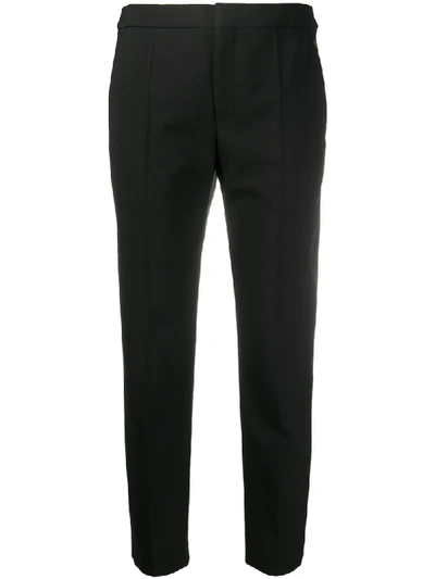 Shop Chloé Pleat Detail Cropped Trousers In Black
