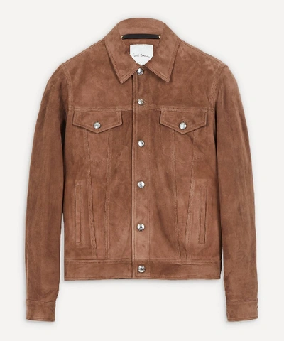 Shop Paul Smith Suede Patch Pocket Jacket In Brown