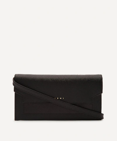 Shop Marni Leather Wallet Bag In Black