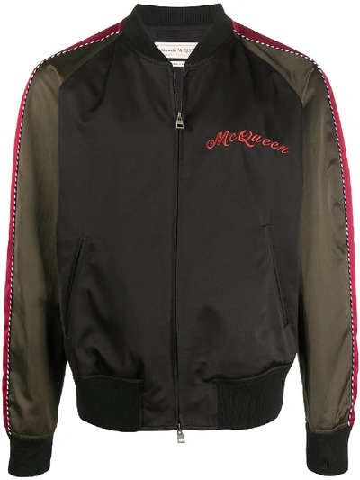 Shop Alexander Mcqueen Dragon Embroidered Bomber Jacket In Black