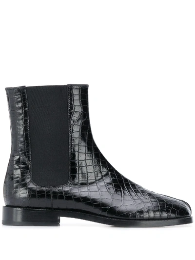 Shop Maison Margiela Tabi Toe Ankle Boots In Black