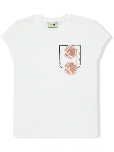 Shop Fendi Sunglasses Print T-shirt In White