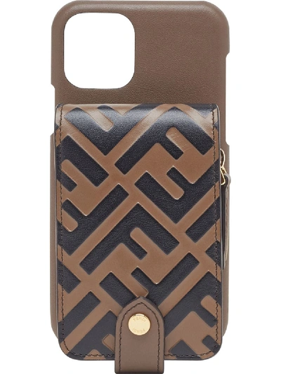 Shop Fendi Ff Wallet Iphone 11 Pro Case In Brown