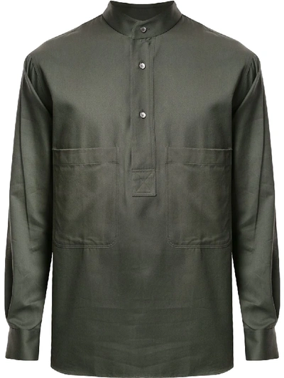 Shop Cerruti 1881 Long Sleeve Cashmere Shirt In Green