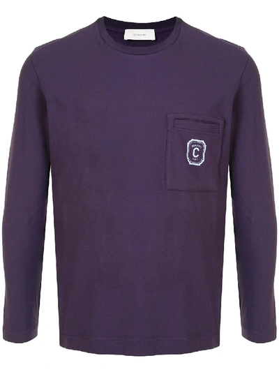 Shop Cerruti 1881 Crew Neck Patch Pocket Sweater In Purple