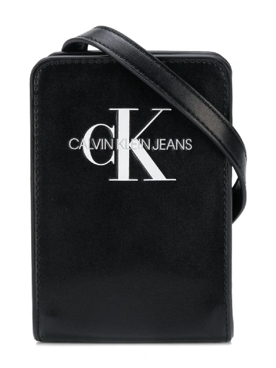 Calvin Klein Logo-print Shoulder Bag In Black