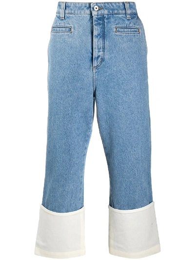 Shop Loewe Contrast-hem Straight Jeans In Blue