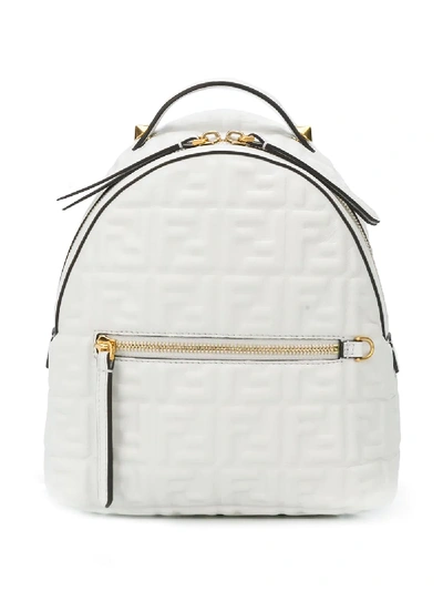 Shop Fendi Mini Ff Embossed Backpack In White