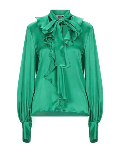 Shop Msgm Shirts & Blouses With Bow In Green