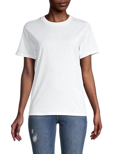 Shop French Connection Happiness Embroidery T-shirt In White