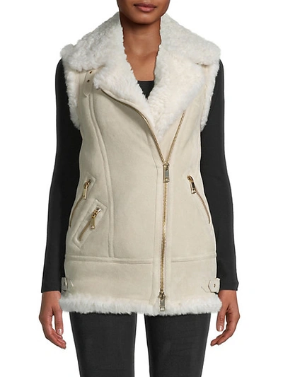 Shop Burberry Brendale Lamb Shearling Vest In Natural White
