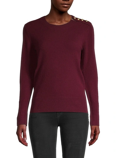 Shop Burberry Meesebrook Button Cashmere Sweater In Mahogany Red