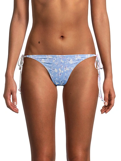 Shop Loveshackfancy Harbour Low-rise Printed String Bikini Bottom In Multicolor