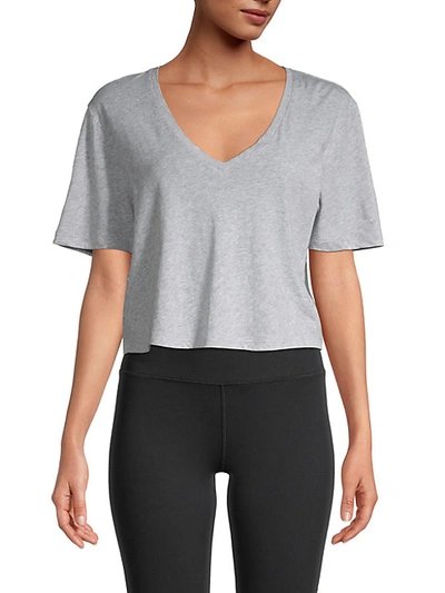 Shop The Upside Annie Cropped T-shirt In Grey Marle