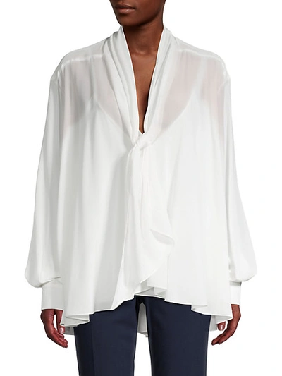 Shop Givenchy Tie-neck Silk Blouse In Off White