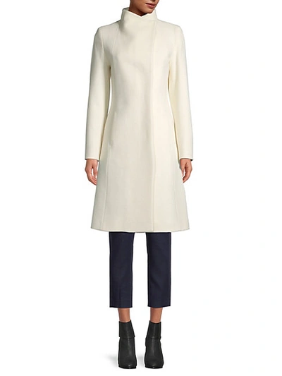 Shop Cinzia Rocca Virgin Wool & Cashmere A-line Coat In Winter White