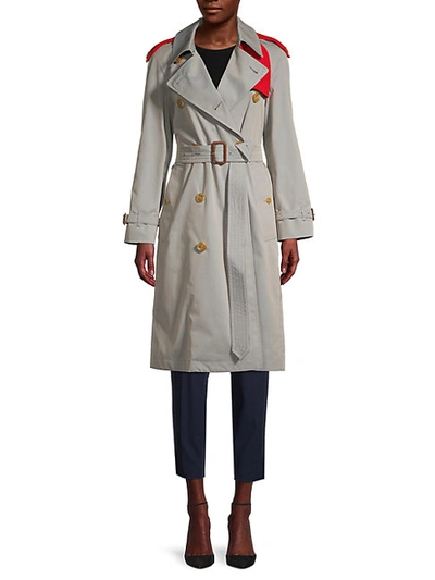 Shop Burberry Pip Hurst Trench Coat In Green Grey
