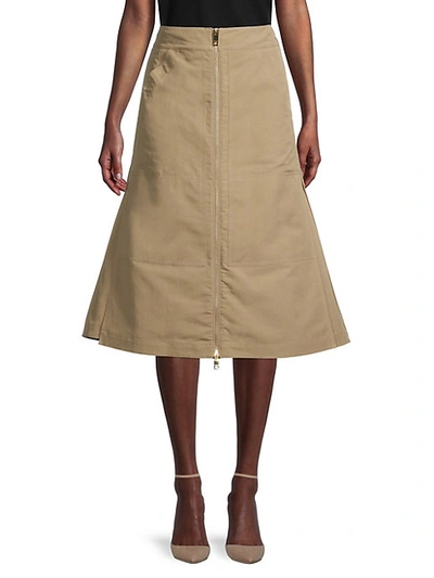 Shop Burberry Lagan Cotton & Silk Skirt In Beige