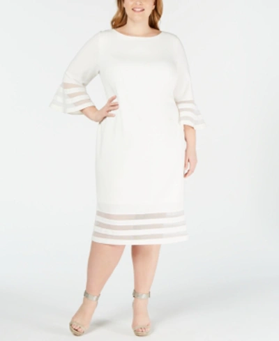 Shop Calvin Klein Plus Size Illusion-trim Sheath Dress In Cream