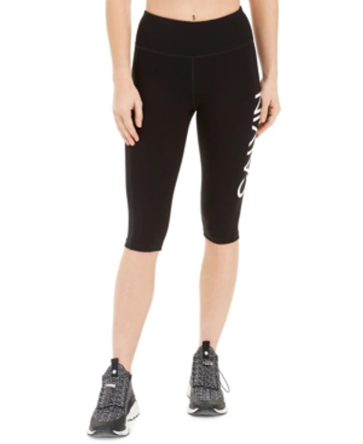Shop Calvin Klein Performance Logo High-waist Capri Leggings In Black Combo
