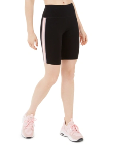 Shop Calvin Klein Performance Ribbed-stripe High-waist Bike Short In Prosecco Combo