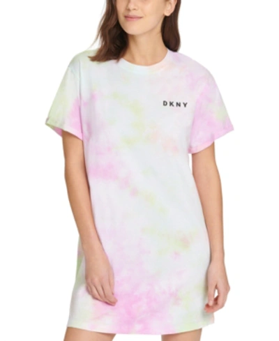 Shop Dkny Sport Tie-dyed T-shirt Dress In Multi