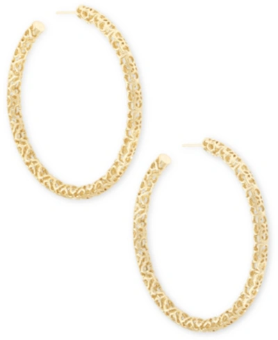 Shop Kendra Scott Large Openwork Tubular Hoop Earrings, 2.5" In Gold