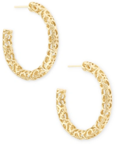 Shop Kendra Scott Medium Openwork Tubular Hoop Earrings, 1.41" In Gold