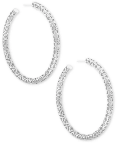 Shop Kendra Scott Large Openwork Tubular Hoop Earrings, 2.5" In Silver