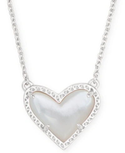 Shop Kendra Scott 14k Gold Plated And Genuine Stone  Ari Heart Pendant Necklace In Ivory Mother Of Pearl