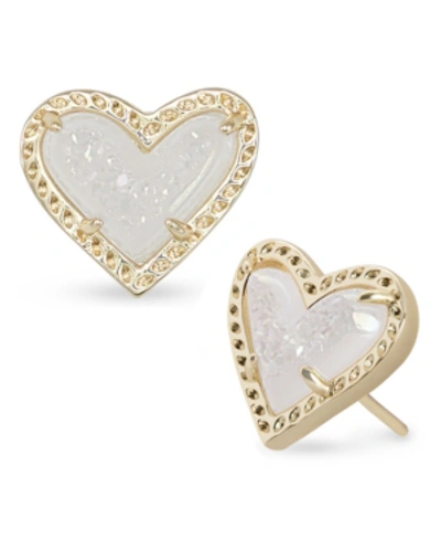 Shop Kendra Scott Stone Heart Stud Earrings In Iridescent