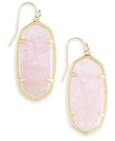 Shop Kendra Scott 14k Gold Plated Elle Drop Earrings In Rose Quartz