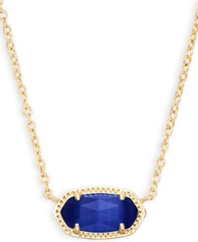 Shop Kendra Scott 14k Gold Plated Elisa Pendant Necklace In Cobalt Cat's Eye