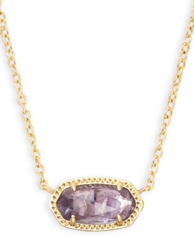 Shop Kendra Scott 14k Gold Plated Elisa Pendant Necklace In Purple Amethyst