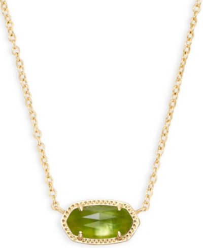 Shop Kendra Scott 14k Gold Plated Elisa Pendant Necklace In Peridot