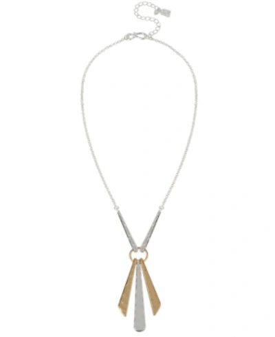 Shop Robert Lee Morris Soho Two-tone Geometric Stick Pendant Necklace, 18" + 3" Extender
