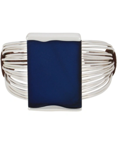 Shop Robert Lee Morris Soho Silver-tone & Blue Patina Geometric Cuff Bracelet