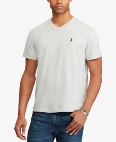 Shop Polo Ralph Lauren Men's Classic-fit V Neck T-shirt In Heather Gray