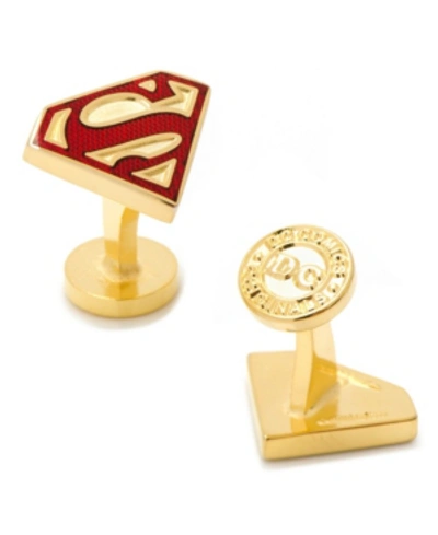 Shop Cufflinks, Inc Enamel Superman Shield Cufflinks In Gold