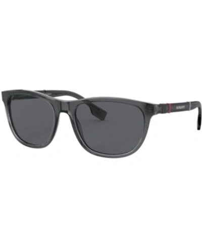 Shop Burberry Polarized Sunglasses, 0be4319 In Transparent Grey/polar Grey