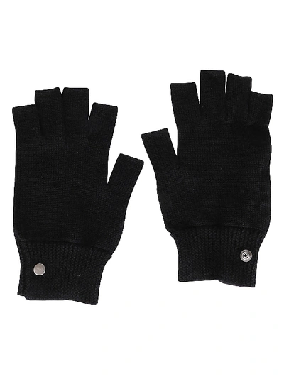 Shop Rick Owens Black Wool Gloves
