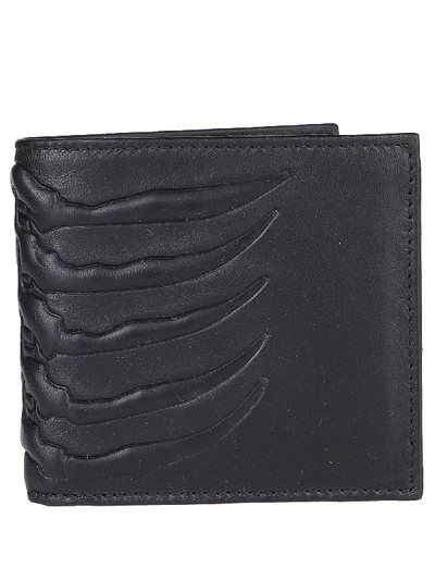 Shop Alexander Mcqueen Black Leather Rib Cage Wallet