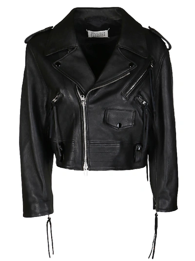 Shop Maison Margiela Black Leather Jacket