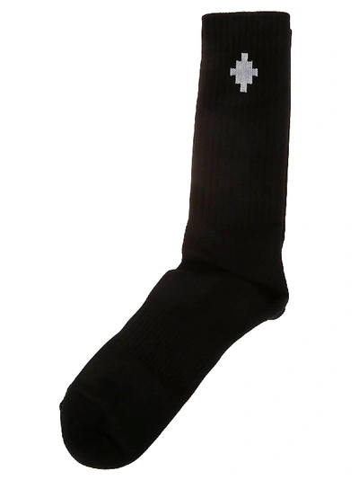 Shop Marcelo Burlon County Of Milan Cross Sideway Midnight Socks In Black/white