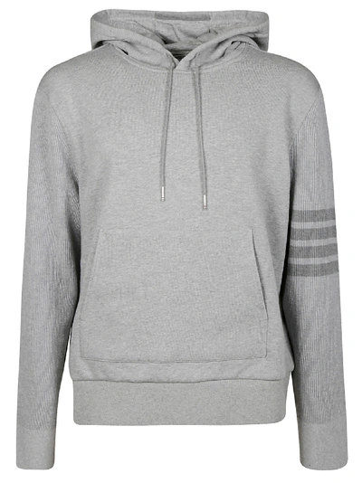 Thom Browne Grey Loopback 4-bar Hoodie In Light Grey