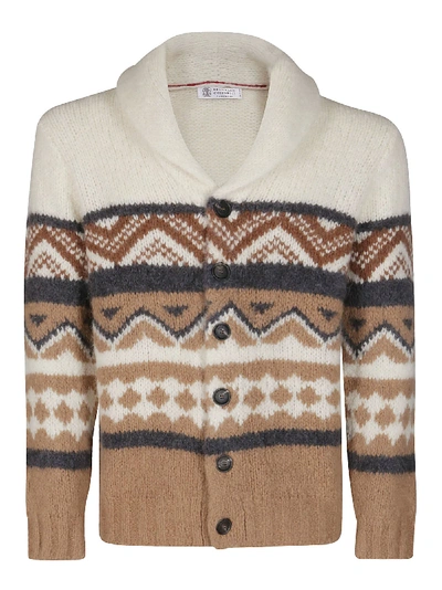 Shop Brunello Cucinelli Multicolor Wool-blend Cardigan