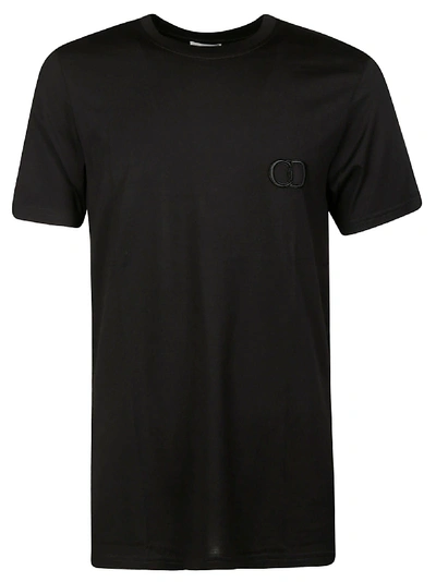 Shop Dior Embroidered Logo T-shirt In Black